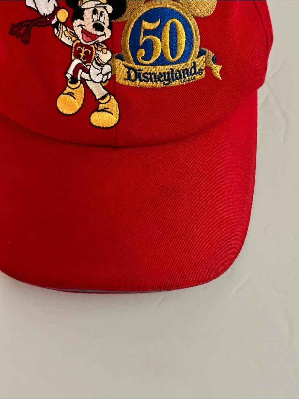 Disneyland Resort 50th Anniversary Red Mickey Mouse Baseball Cap VTG size Youth